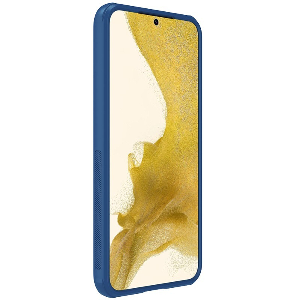 Чехол двухкомпонентный синего цвета от Nillkin для Samsung Galaxy S23, серия Super Frosted Shield Pro