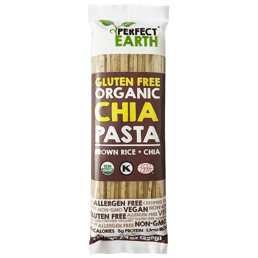 Органическая рисовая лапша Коричневый рис и семена чиа Perfect Earth Chia Pasta Brown Rice + Chia 225 г