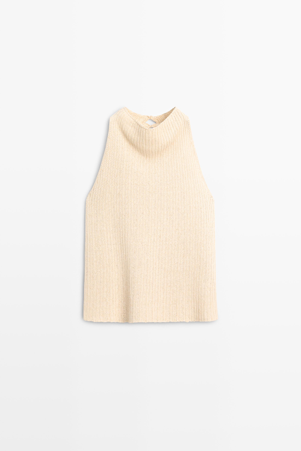 Massimo Dutti Трикотажный топ из смесового льна, ванильный