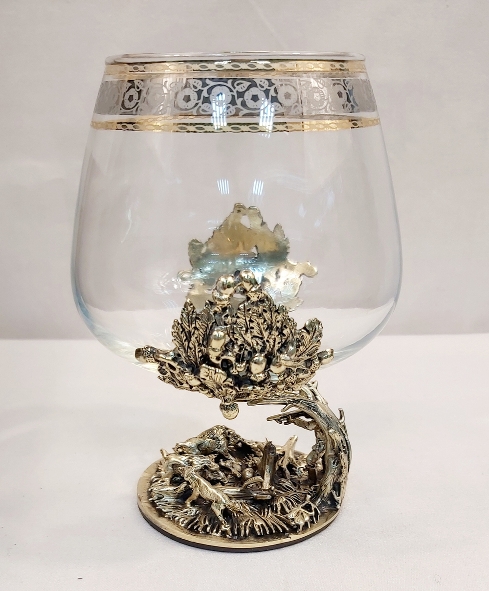 Бокал для коньяка "Охота на кабана" в подарочном футляре