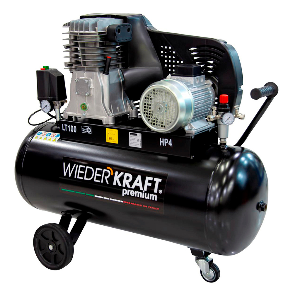 WDK-91054 Компрессор поршневой с ременным приводом: 541 л/мин, 3 КВт, 380 В, ресивер 100 л