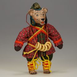 Ёлочная игрушка Медведь в колпаке с баранками