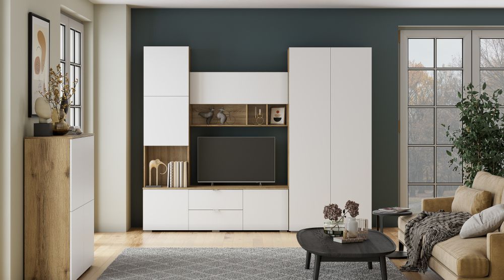 МИЛАН-1: секция ТВ Делано светлый/белый