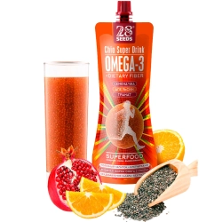 Напиток ЧИА ОМЕГА-3 «Апельсин + Гранат» 250 мл 28SEEDS — натуральный напиток с семенами чиа, апельсином и гранатом
