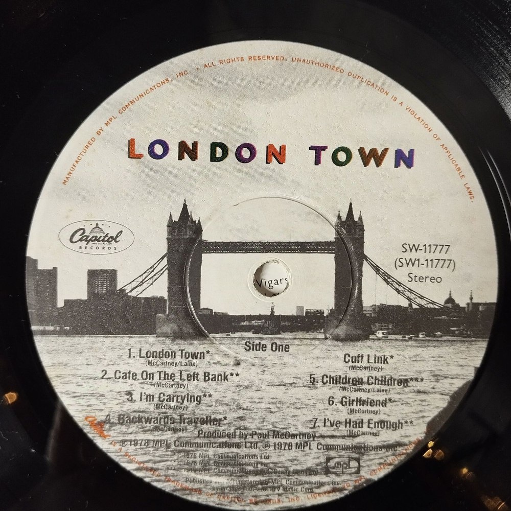 Винтажная виниловая пластинка LP Wings Paul McCartney London Town (USA 1978)