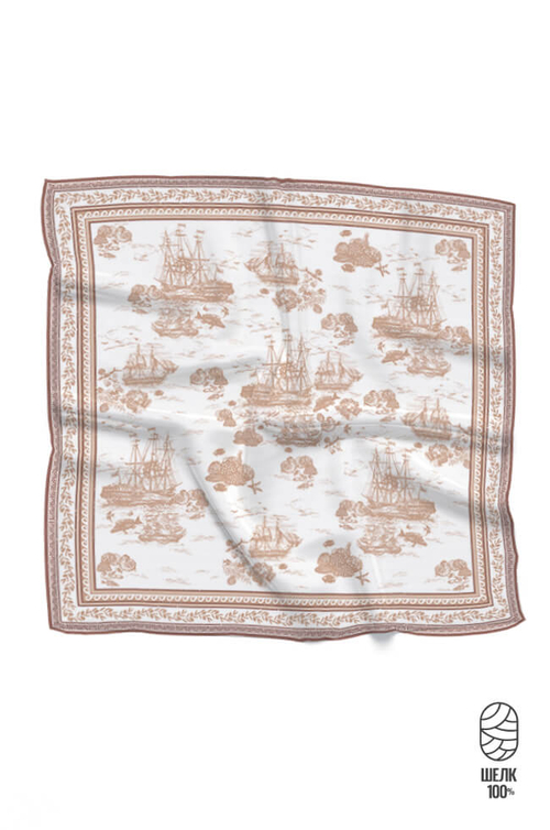 8456 Платок женский (бежевый принт)