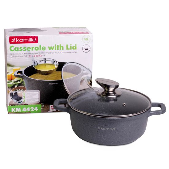 Кастрюля 2,3 л. из литого алюминия Kamille КМ 4424 с мраморным покрытием