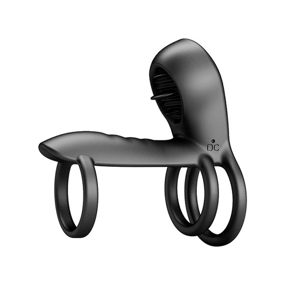 Черная насадка на пенис с 12 режимами вибрации Pretty Love Jammy BI-040135