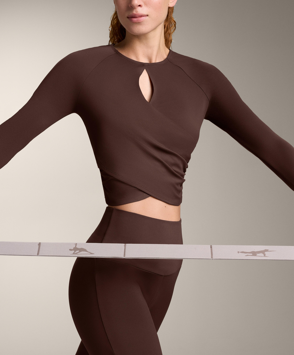 Oysho Лонгслив Comfortlux, коричневый