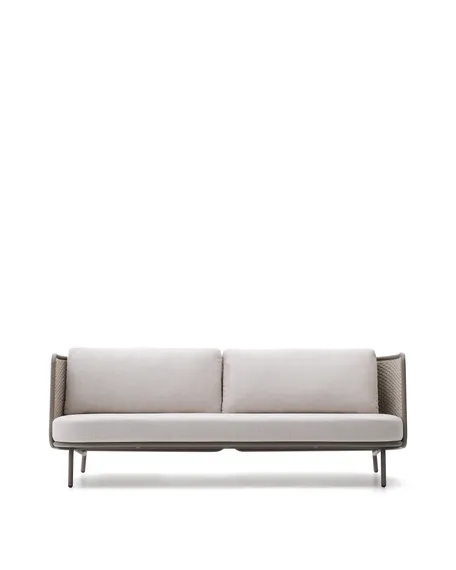 Уличный 3-местный диван Sedalis из алюминия и веревки серого цвета 210 см