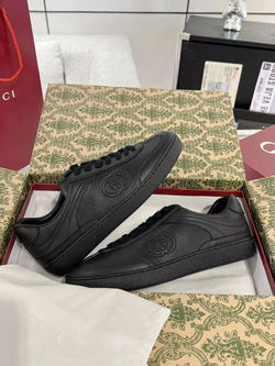 Мужские кроссовки Gucci G75 из кожи черного цвета