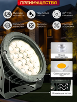 Прожектор для архитектурного и ландшафтного освещения 220V 24W 3000К теплый белый, угол 30 градусов