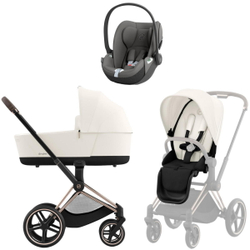 Коляска 3 в 1 Cybex Priam IV Rosegold complete и автокресло Cloud T i-Size Mirage Grey Off White