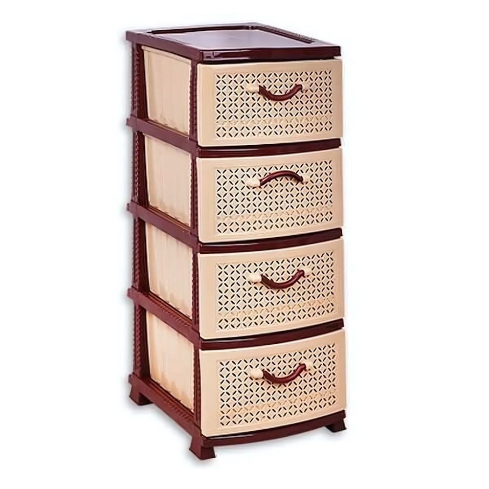 Комод "Ромашка" 4 секции, темно-коричневый / бежевый РП-431