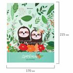 Дневник 1-4 класс 48 л., твердый, BRAUBERG, глянцевая ламинация, с подсказом, "Ленивцы", 106361