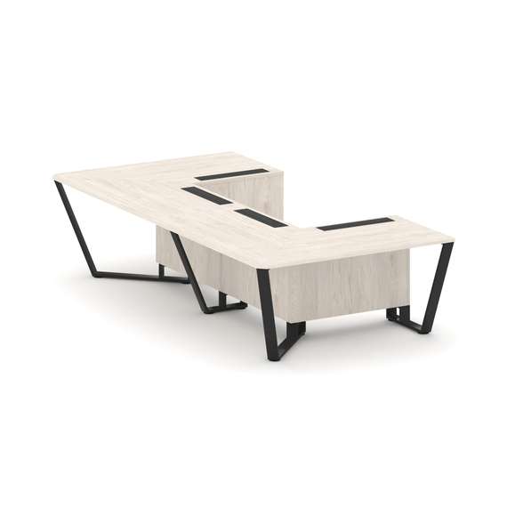 Steel Meet Стол переговорный П-образный KD-PR.B.SP-07P Денвер Светлый/Металл Черный 1600*3200*750