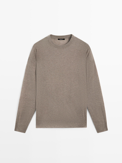 Massimo Dutti Вязаный свитер оверсайз, кротово-коричневый