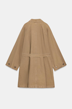 ZARA ДЛИННЫЙ ТРЕНЧ ОВЕРСАЙЗ, КОРИЧНЕВЫЙ