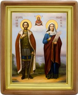 Святые Александр Невский и Наталия Никомидийская. Икона на холсте.