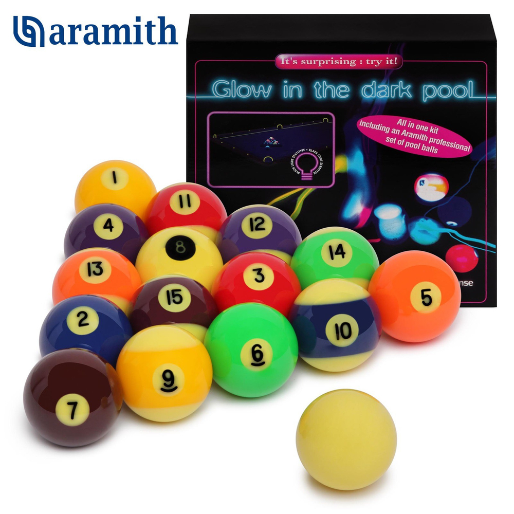 Шары для американского пула 57,2 мм "Aramith Glow in the Dark Kit Pro Pool"