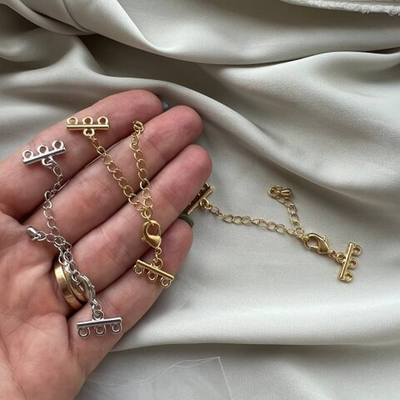 0521-р Разветвитель на 3 нити с карабином 14 мм, родий