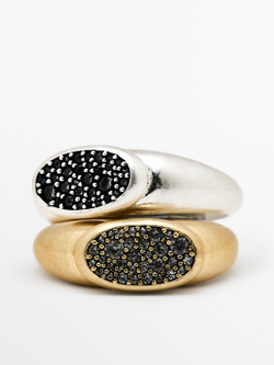 Massimo Dutti Набор колец со стразами, золотистый