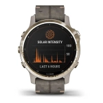 Спортивные наручные часы Garmin Fenix 6s Pro Solar золотистый с серым замшевым ремешком 010-02409-26