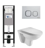 Унитаз подвесной WeltWasser AMBERG 350 + BAARBACH 004 GL-WT + AMBERG RD-WT белый глянцевый, безободковый, с крышкой микролифт, с инсталляцией и белой кнопкой