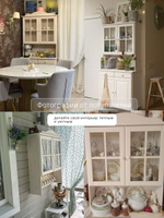 Шкаф витрина 90х28х109, Лена, кухонный буфет деревянный (верхняя часть - шкаф навесной), для кухни, стеклянная, белый, Dipriz