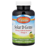 Carlson, Solar D Gems®, витамин D3 и омега-3 кислоты, натуральный лимонный вкус, 120 капсул