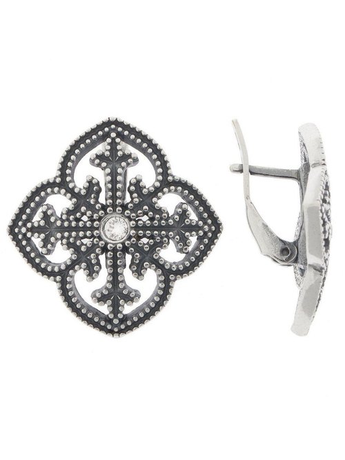 "Севита бол."  серьги в серебряном покрытии из коллекции "Antique" от Jenavi  с английским замком