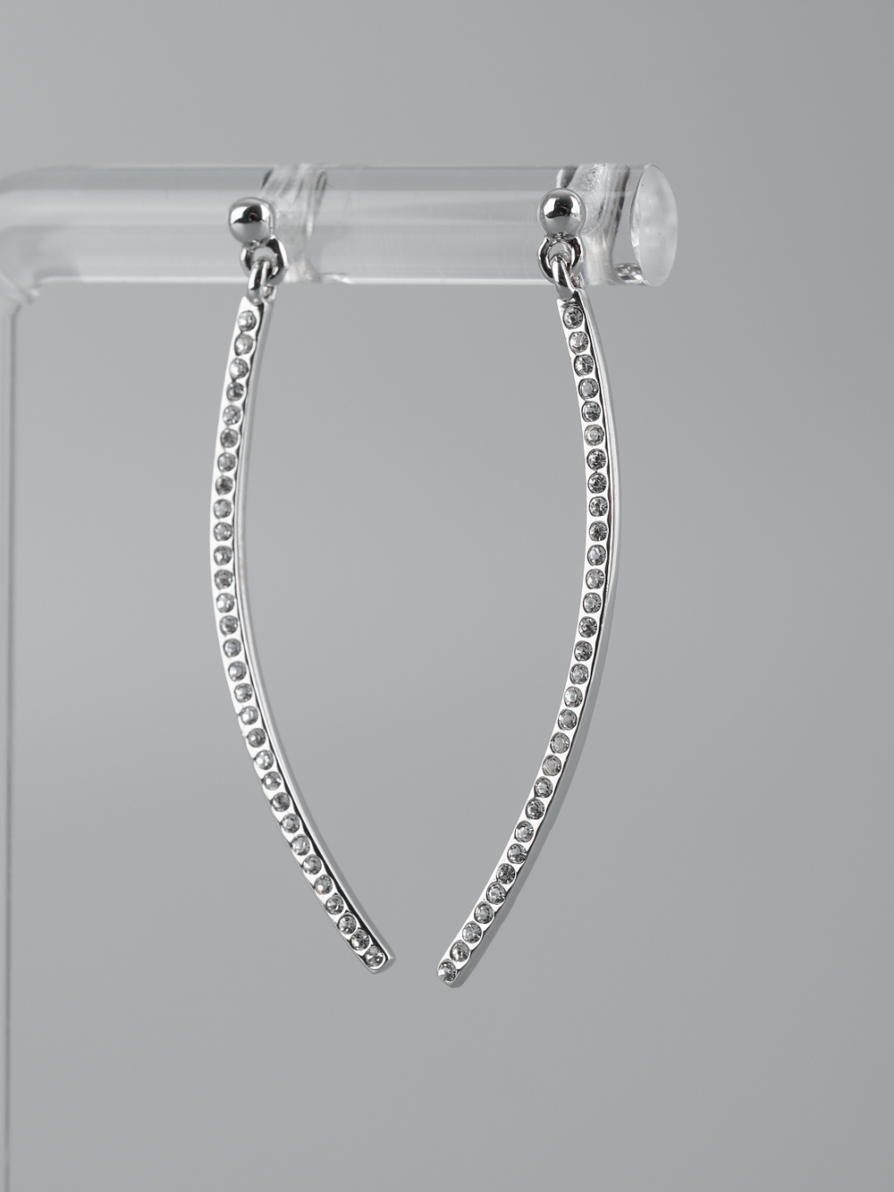 Серьги-подвески Тонкая линия с кристаллами Swarovski