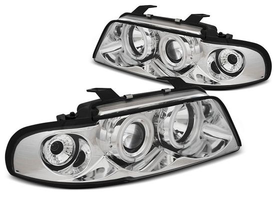 Передние фары Audi A4 B5 angel eyes chrome ccfl
