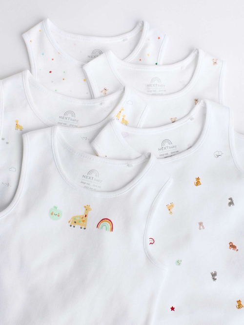 Боди без рукавов для малышей Next K79-884, 5 шт., Белый