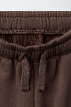 ZARA БРЮКИ-ДЖОГГЕРЫ С ВЫШИВКОЙ, КОРИЧНЕВЫЙ