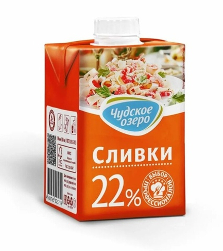 Сливки 22%, Чудское озеро 0,5 л