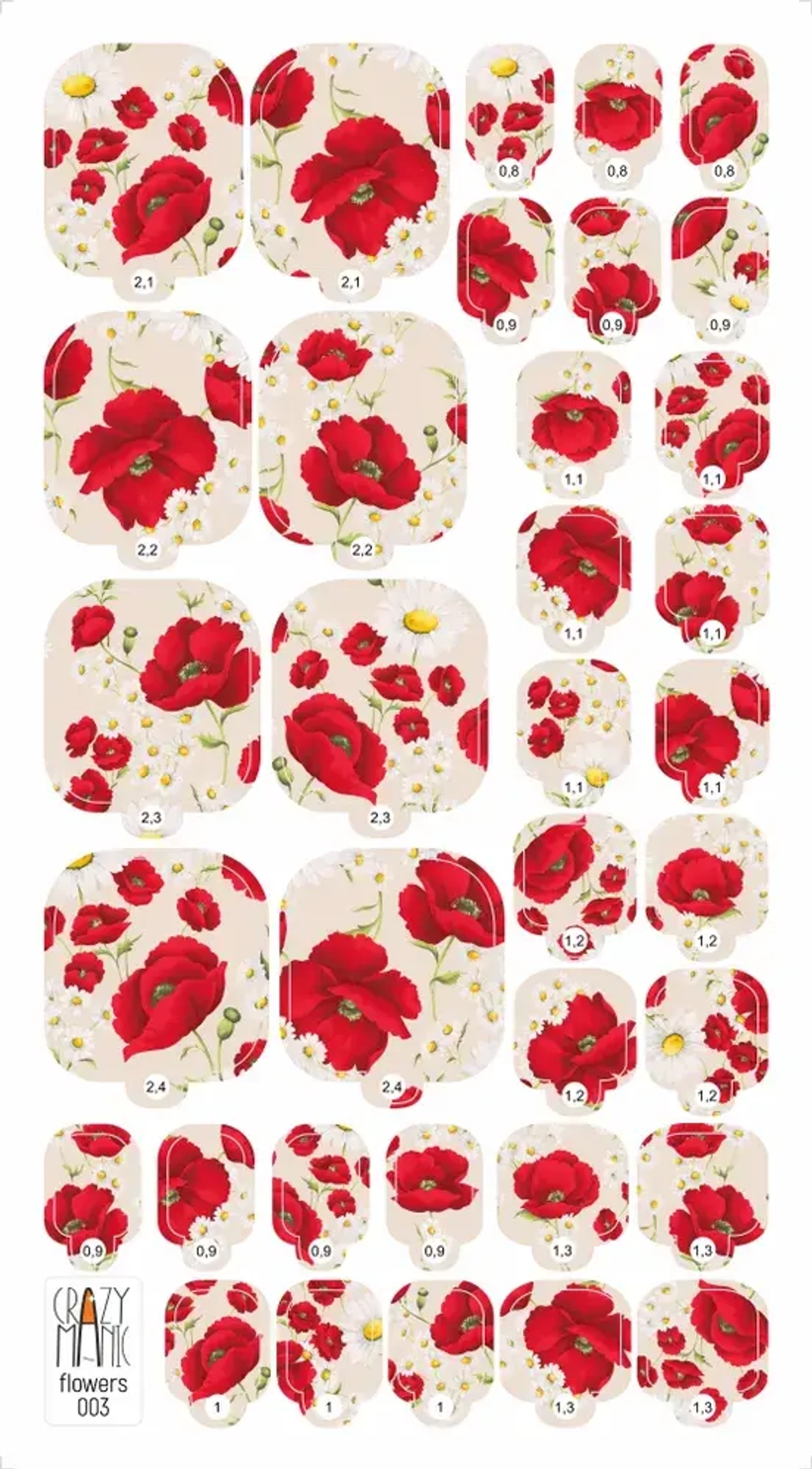 Пленка для педикюра Crazy Manic flowers 003