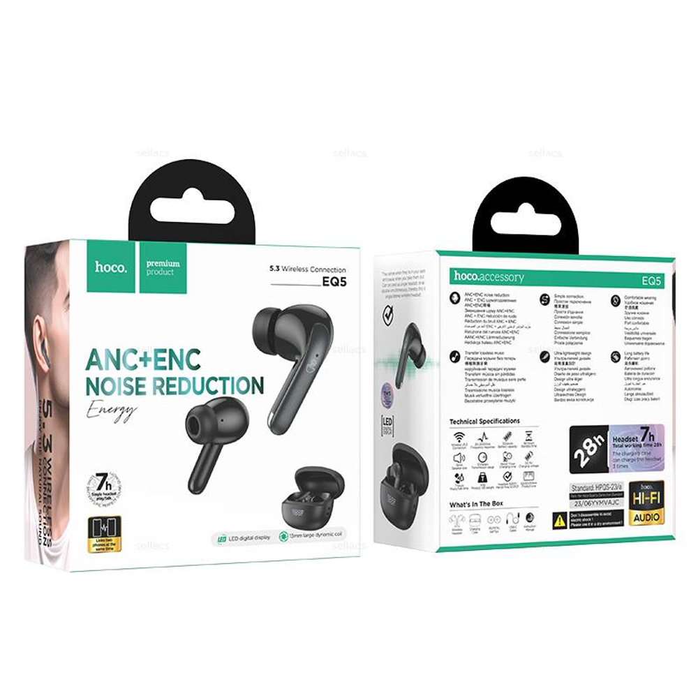 Беспроводные наушники Hoco EQ5 ANC+ENC (black) (Краснодар склад)