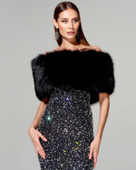 Корсетное платье с меховой отделкой