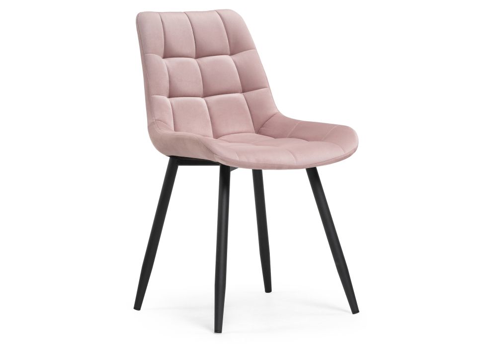Стул на металлокаркасе Челси велюр розовый / черный