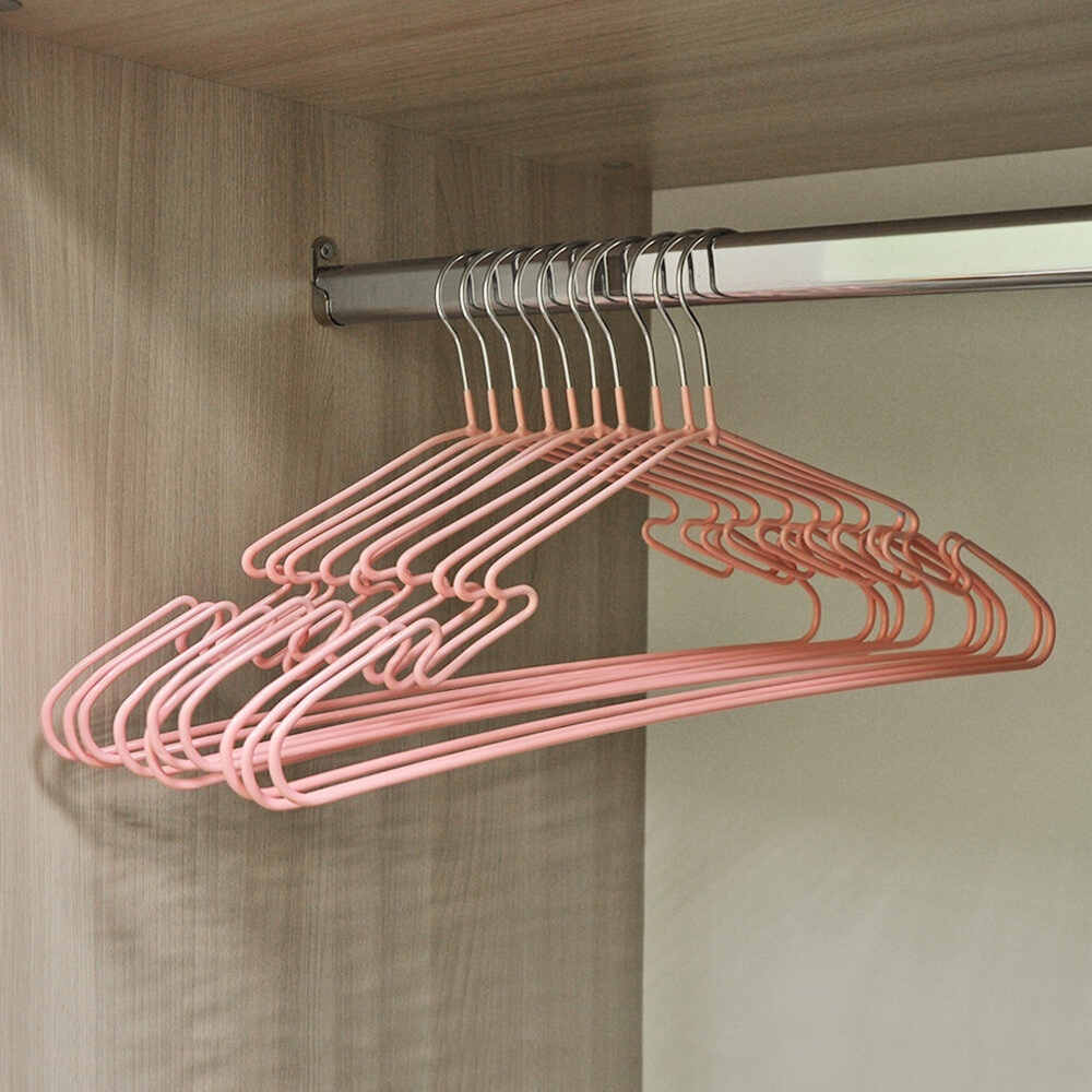 Набор металлических вешалок с нитриловым напылением, 10 штук, цвет розовый