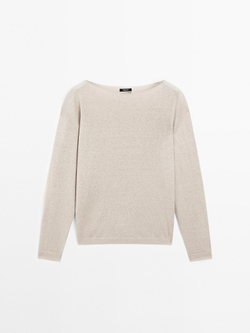 Massimo Dutti Свитер из 100% льна, песочный