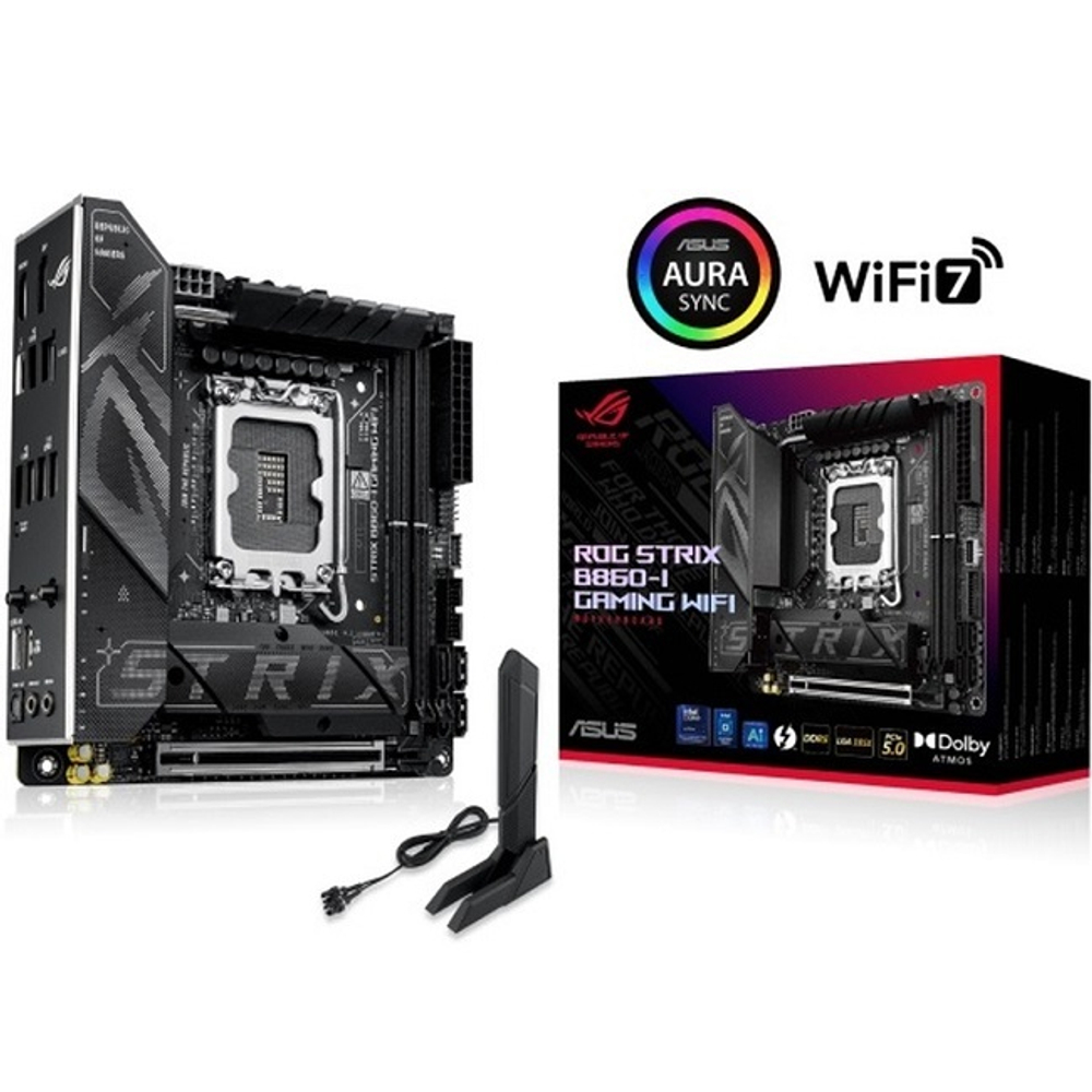 Материнская плата ASUS ROG STRIX B860-I GAMING WIFI (LGA1851/B860/2xDDR5/PCI-Ex16/2xM.2/Wi-Fi/BT/GLAN/HDMI/DP/Mini-ITX)