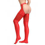 Кожаные чулки на поясе Ohyeah, красные