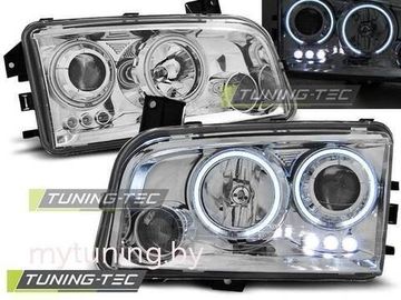 Передние фары angel eyes ccfl chrome для Dodge Charger LX