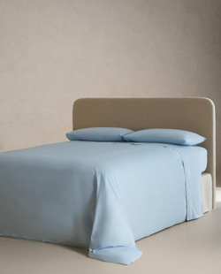 Zara Home - Простыня из хлопчатобумажной перкаль (плотность 200 нитей), синий, 240x280 см