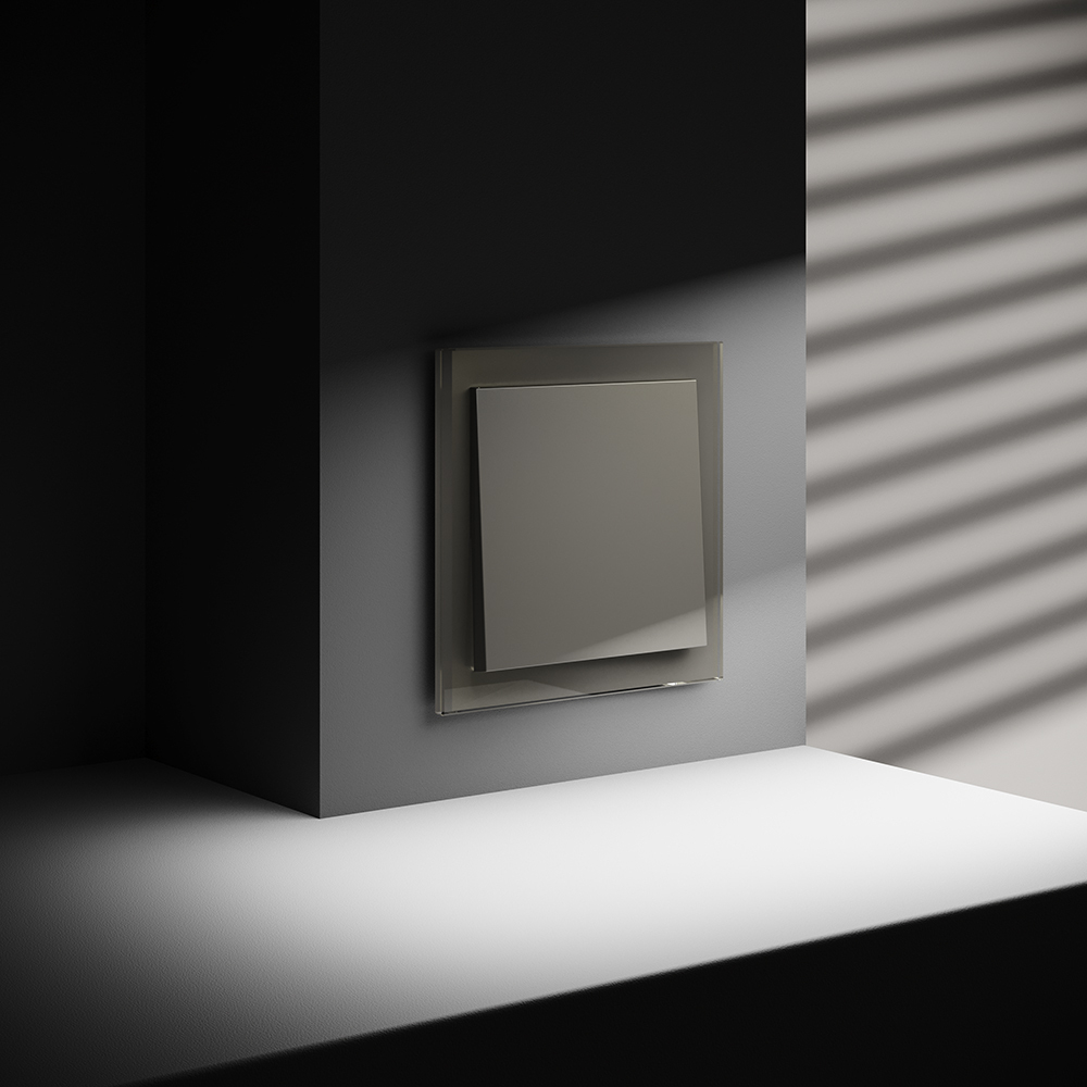 Выключатель с самовозвратом встраиваемый VOLTUM S70 одноклавишный 10А, (шелк)