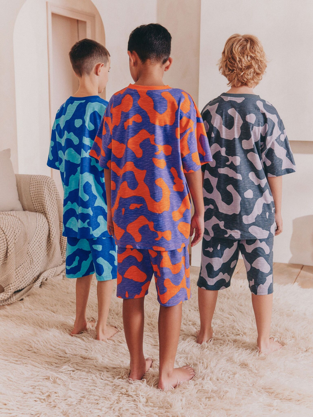 Пижама для мальчика Next AM2-791, 3 шт., Синий, Оранжевый, Серый