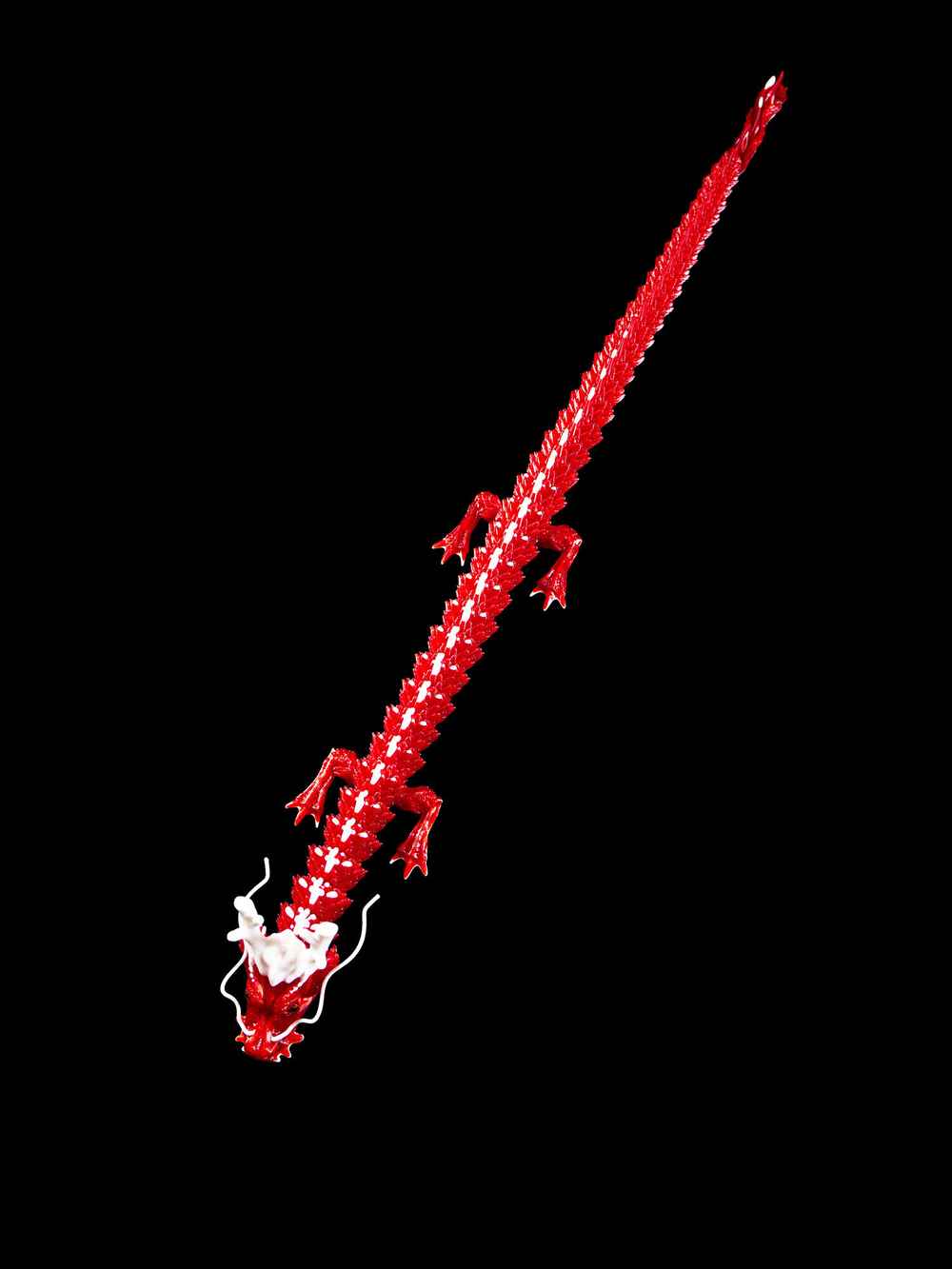 Китайский дракон, гибкая игрушка-антистресс, подарок, украшение интерьера, 45 см., 3D печать, красно-белый