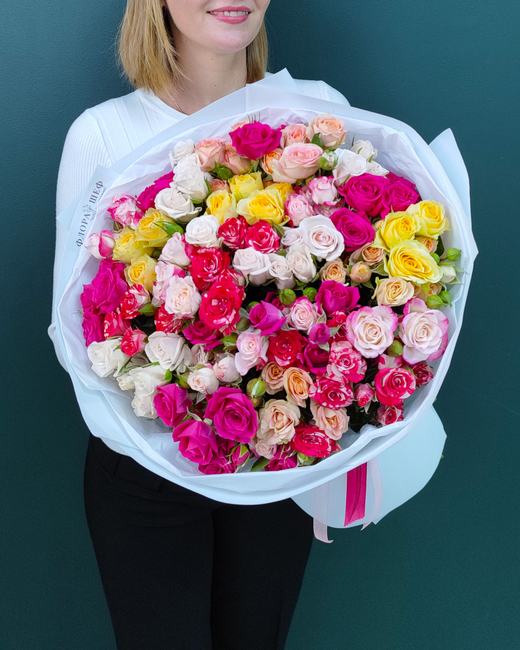 Роза кустовая микс,25 веток(00298)